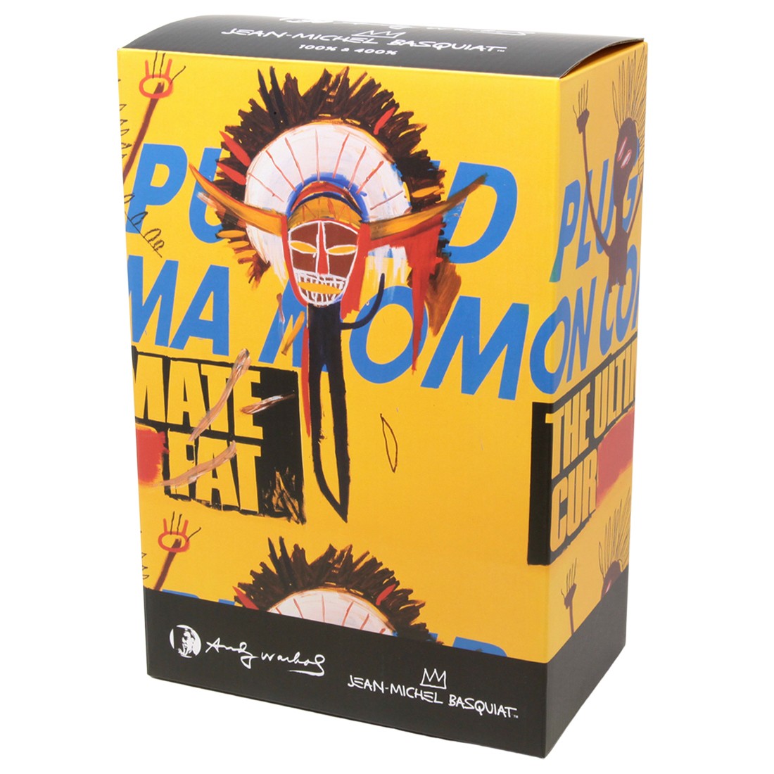 Medicom Andy Warhol x Jean-Michel Basquiat #3 100% 400% Bearbrick Figure  Set (yellow)
