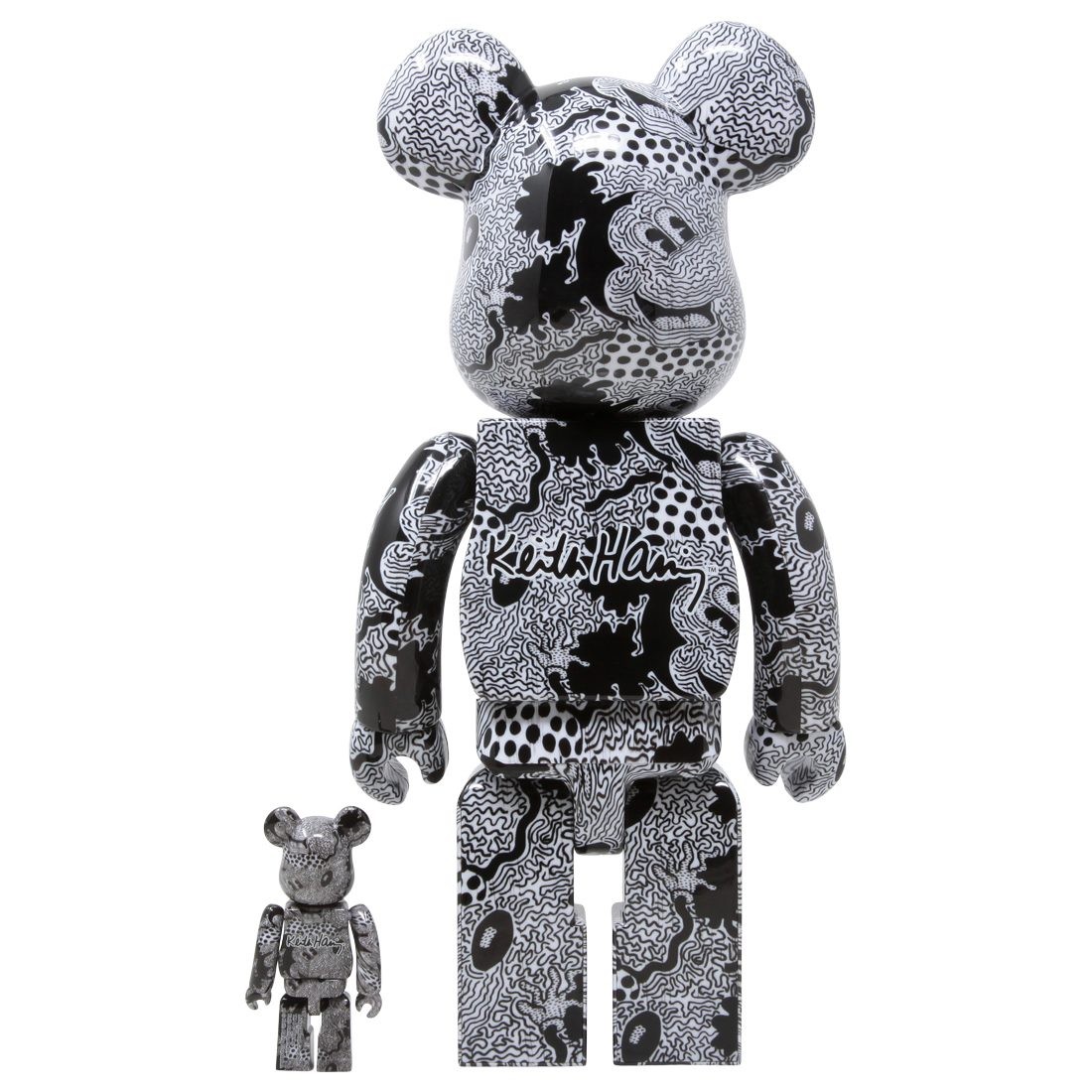 Medicom Keith Haring Disney Mickey Mouse 100% 400% Bearbrick Figure Set  (black)