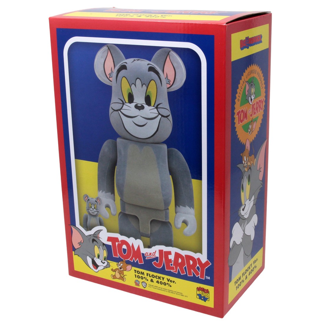 Medicom Tom and Jerry - Tom Flocky 100% 400% Bearbrick Figure Set (gray)