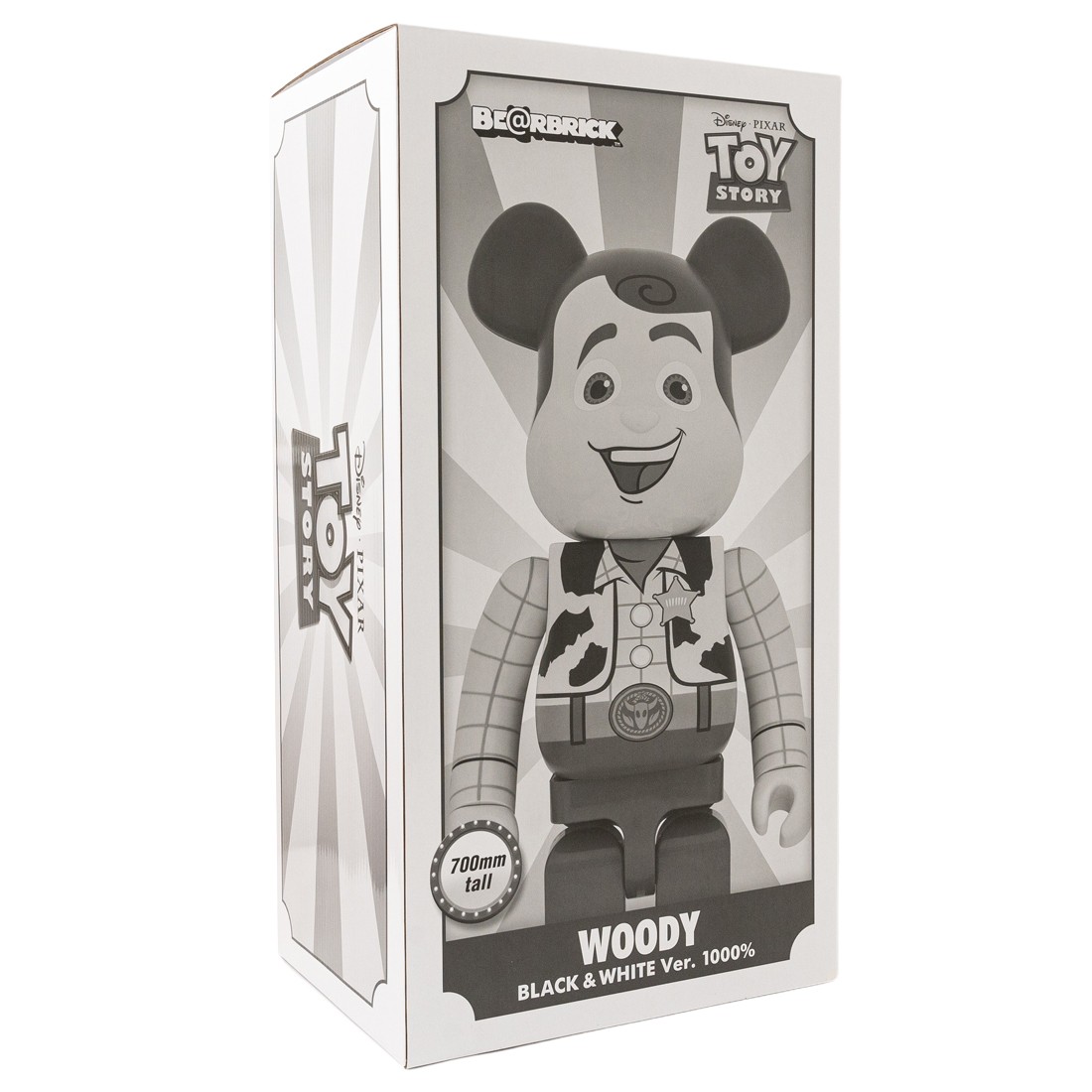 Medicom Toy Story Woody Black And White 1000% Bearbrick Figure gray