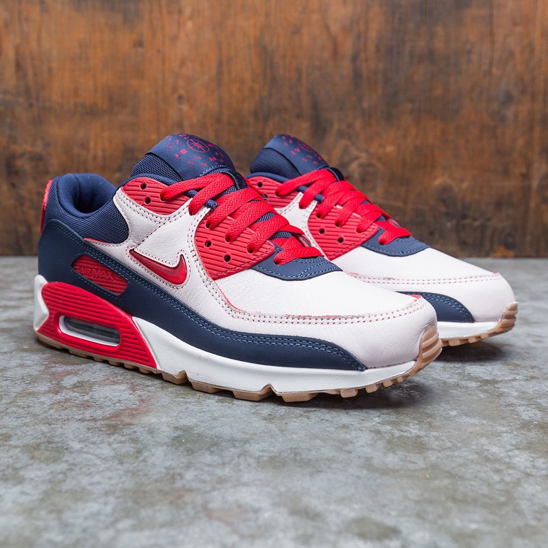 nike men air max 90 premium sail university red midnight navy