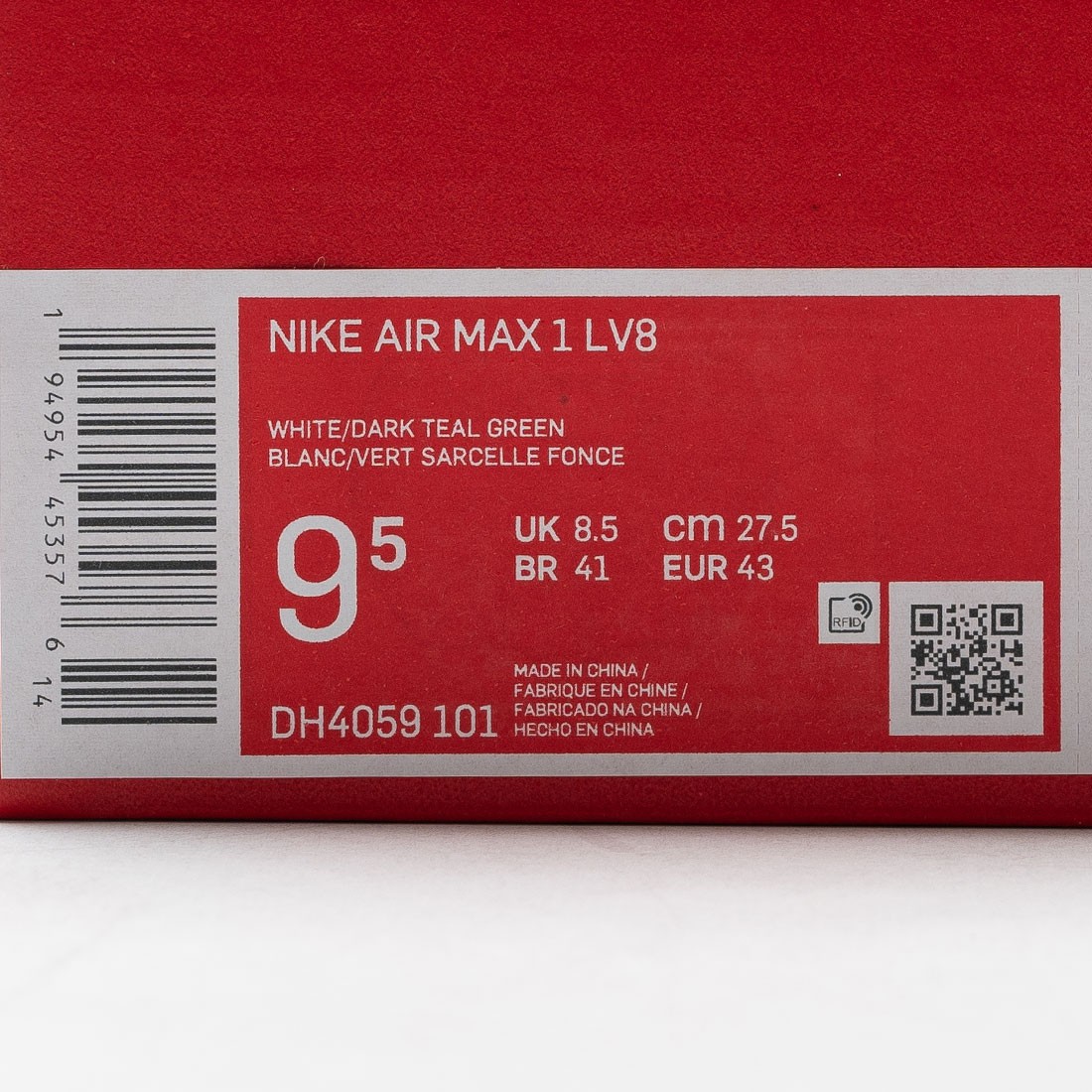 Nike Air Max 1 LV8 - White / Dark Teal Green / Wolf Grey / Black – Kith