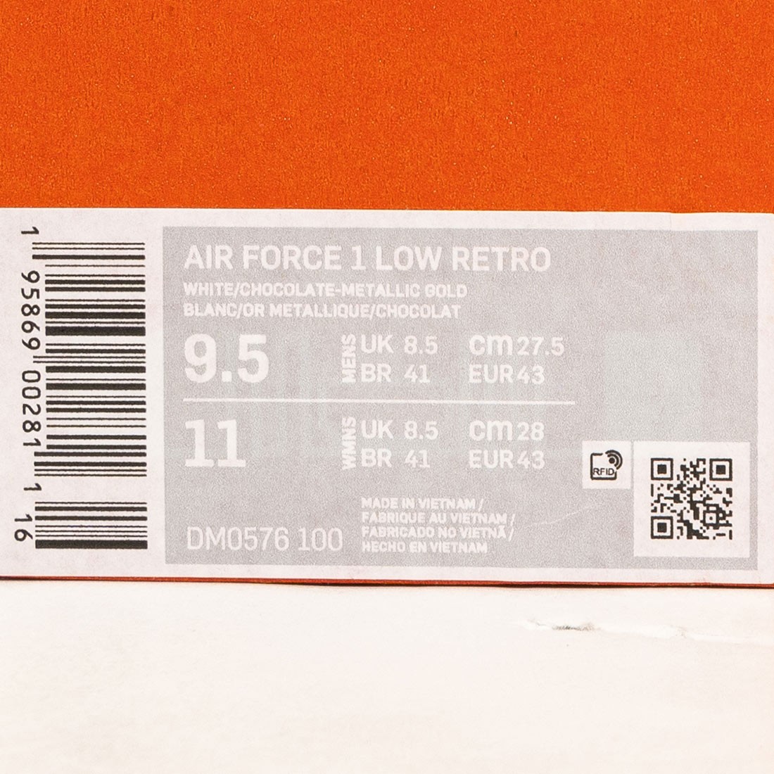 Nike Air Force 1 Low Retro (DM0576-100) White/Chocolate / 11