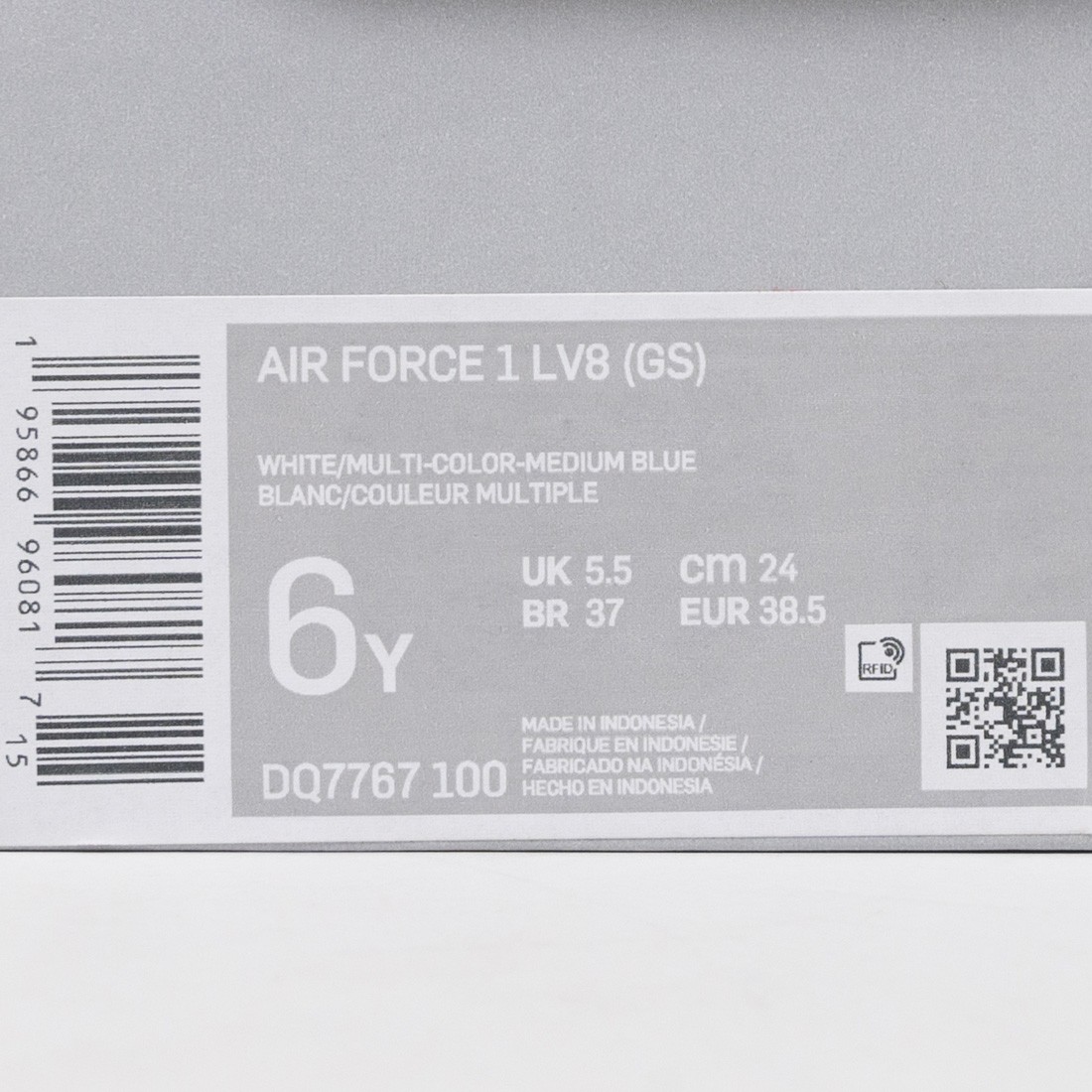 Nike Big Kids Air Force 1 LV8 GS (DQ7767-100) White/Multi / 5