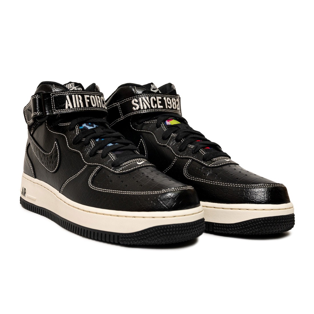 nike men air force 1 mid '07 lx black black pale ivory