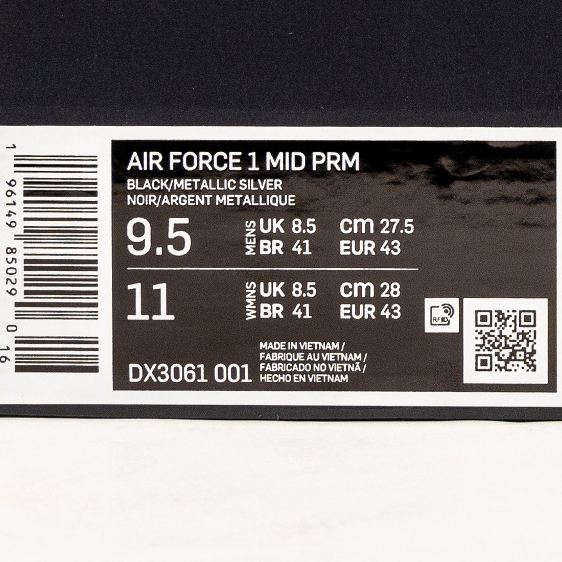 Nike Men Air Force 1 Mid Prm (black / metallic silver-hyper pink)