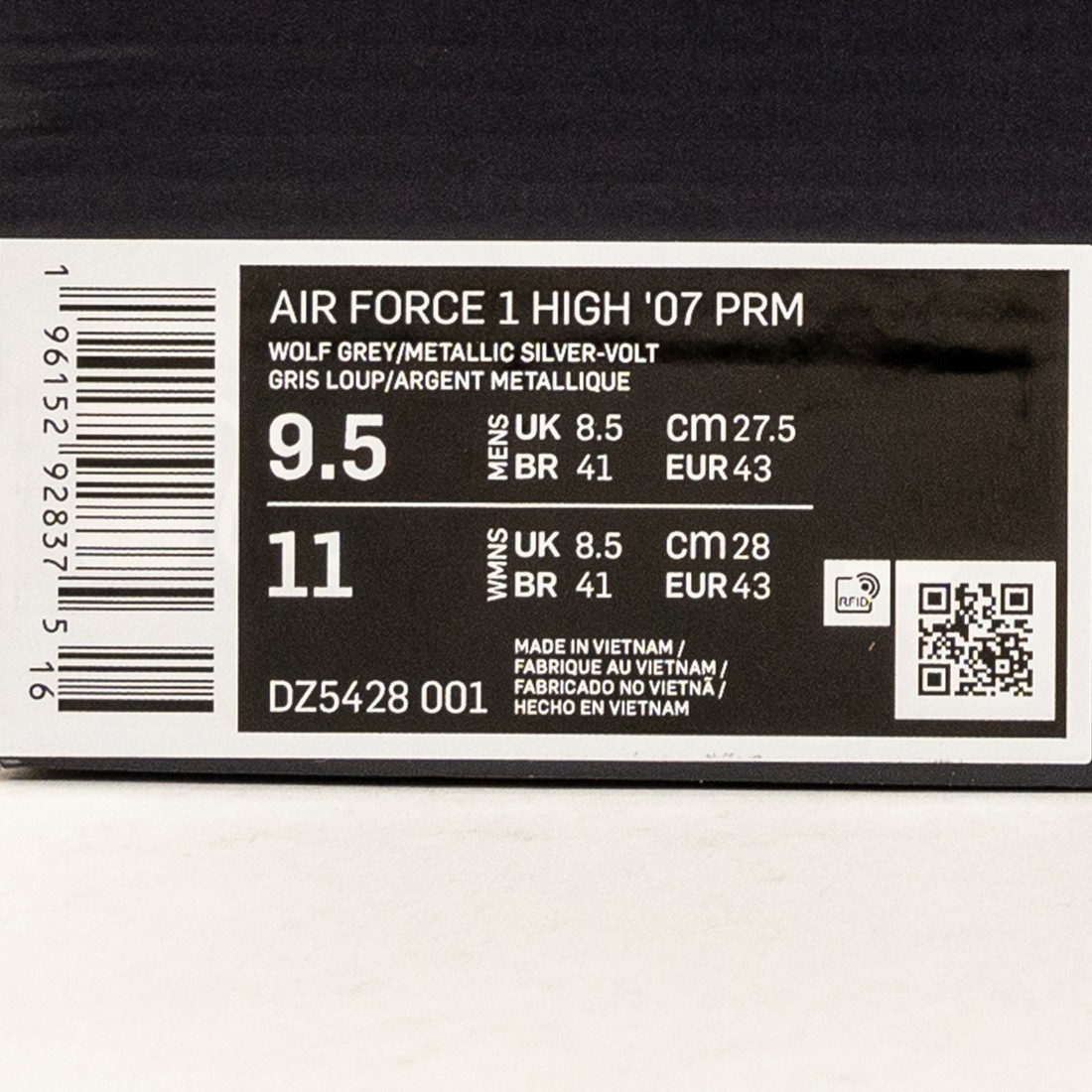 Buy Nike Air Force 1 High '07 PRM Mens, Wolf Grey/Metallic Silver-volt, 9  at