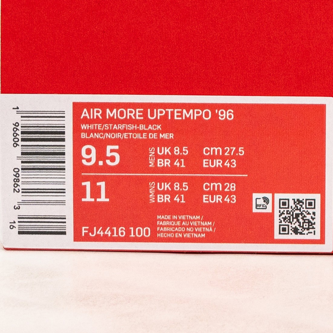 Nike Air More Uptempo 96 White / Starfish - FJ4416-100