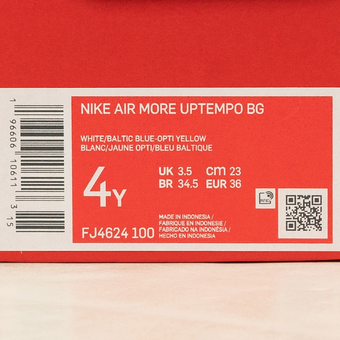 Nike Air More Uptempo White/Baltic Blue/Optic Yellow Grade