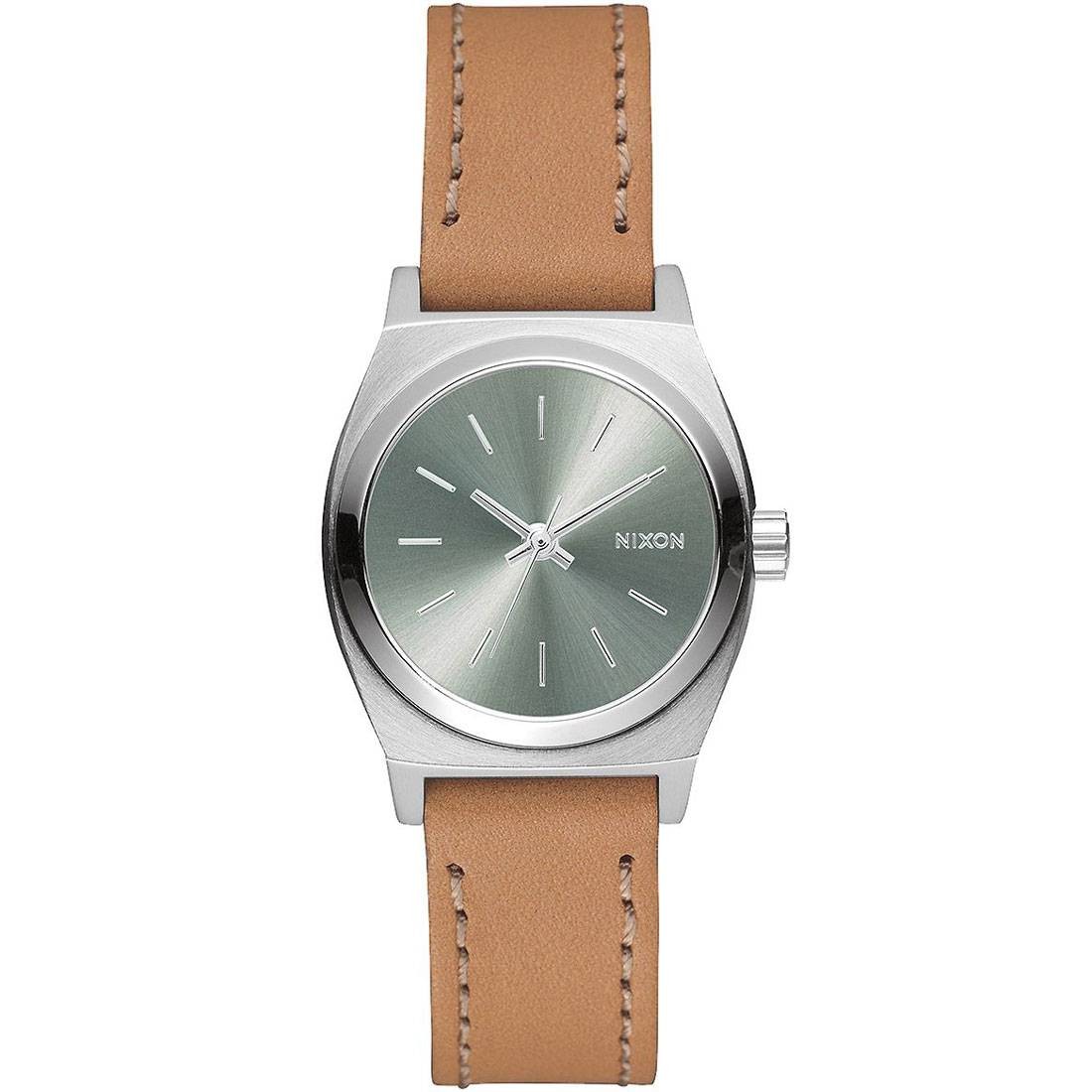 Nixon Small Time Teller Leather Watch brown saddle