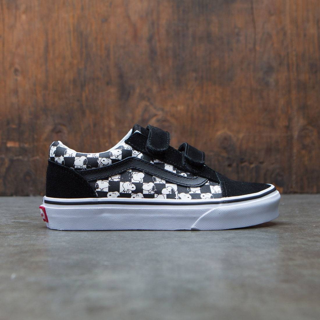 Vans x Peanuts Big Kids Old Skool V - Snoopy black checkerboard