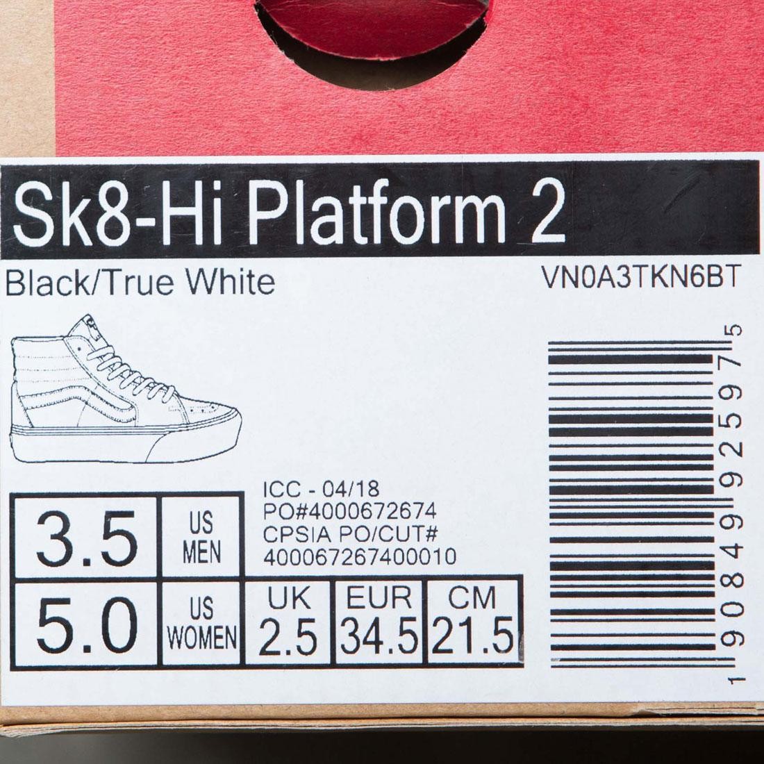 Vans Sk8-Hi Platform 2 Black/True White - VN0A3TKN6BT1