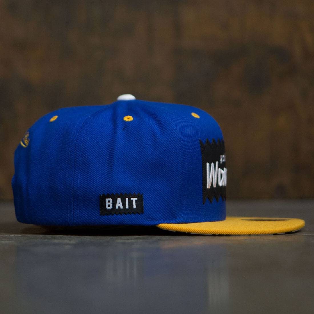 BAIT x NBA x Mitchell And Ness Golden State Warriors STA3 Wool Snapback Cap  blue royal