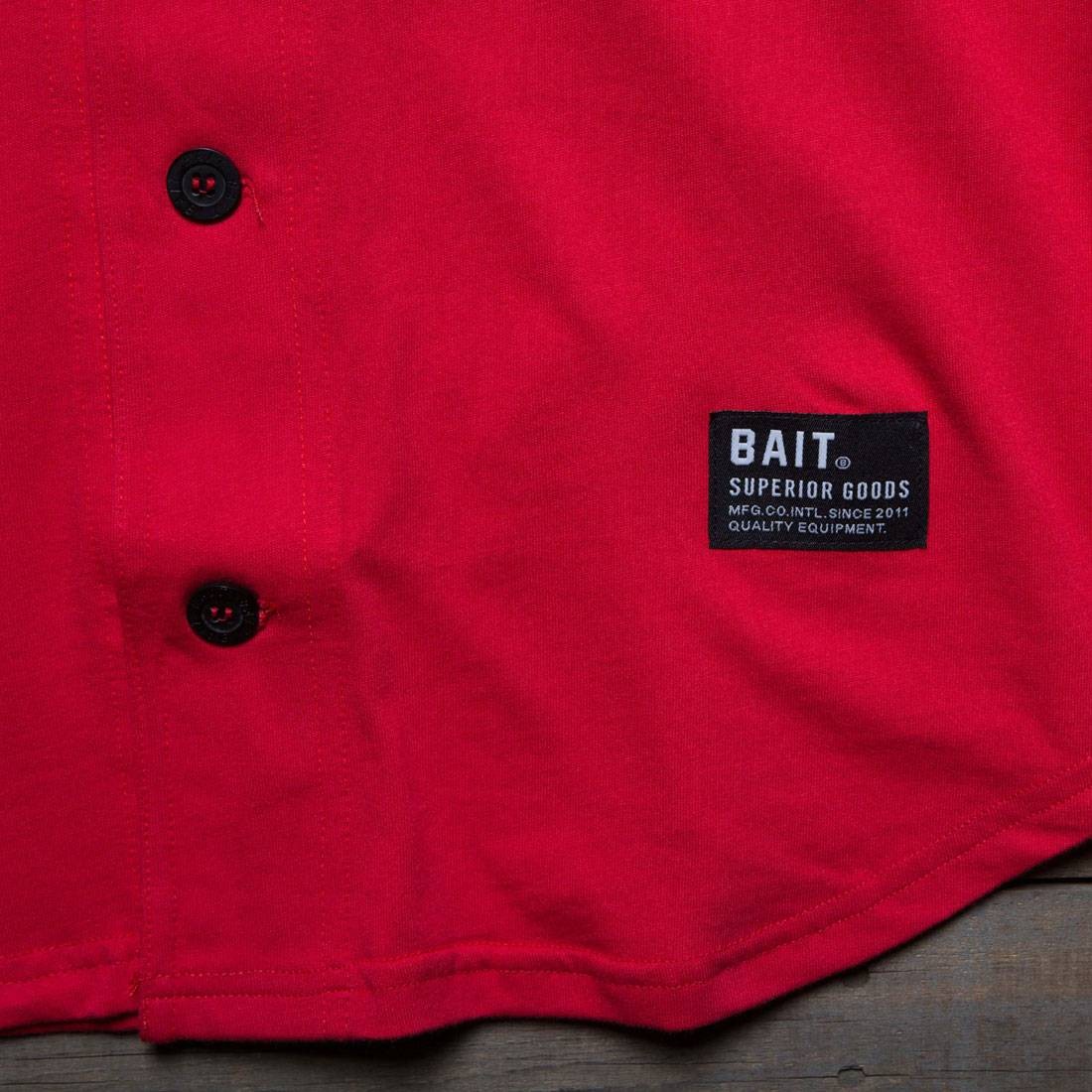 BAIT Men Script Logo Baseball Jersey Shirt red