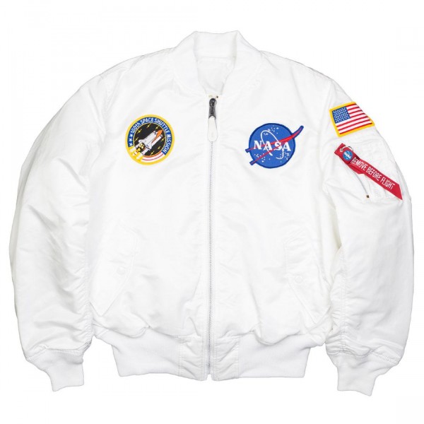 Alpha Industries Men NASA MA-1 Flight Jacket white