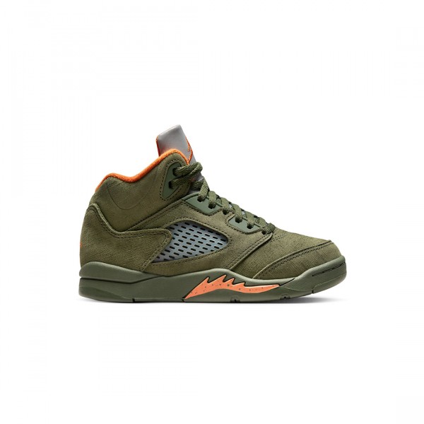jordan little kids jordan 5 retro army olive solar orange