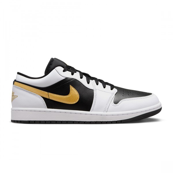 jordan men air jordan 1 low white metallic gold black