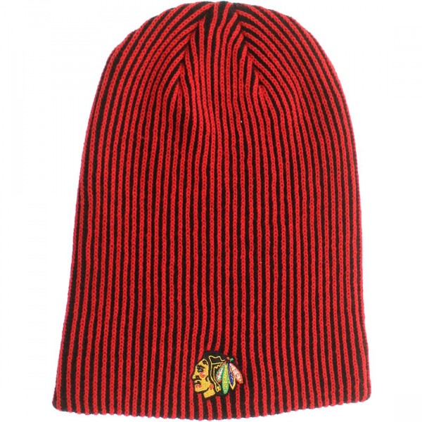 Chicago Blackhawks NHL Wordmark Waffle Heavy Cuffed Knit Beanie Hat W Pom  Red