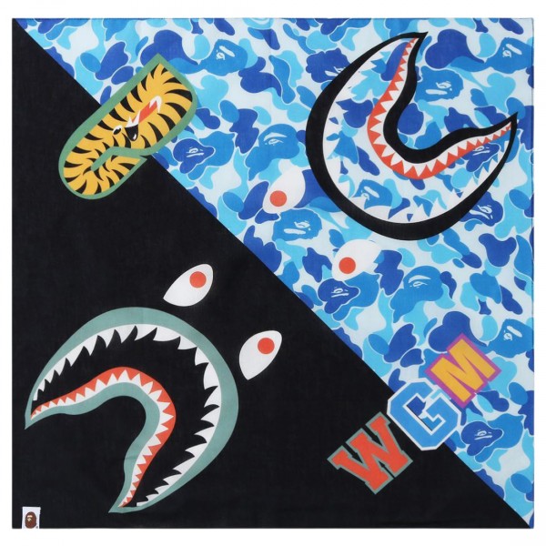 A Bathing Ape ABC Shark Bandana blue