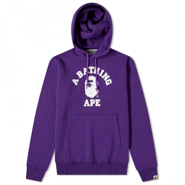 A Bathing Ape Men College Pullover Hoodie purple