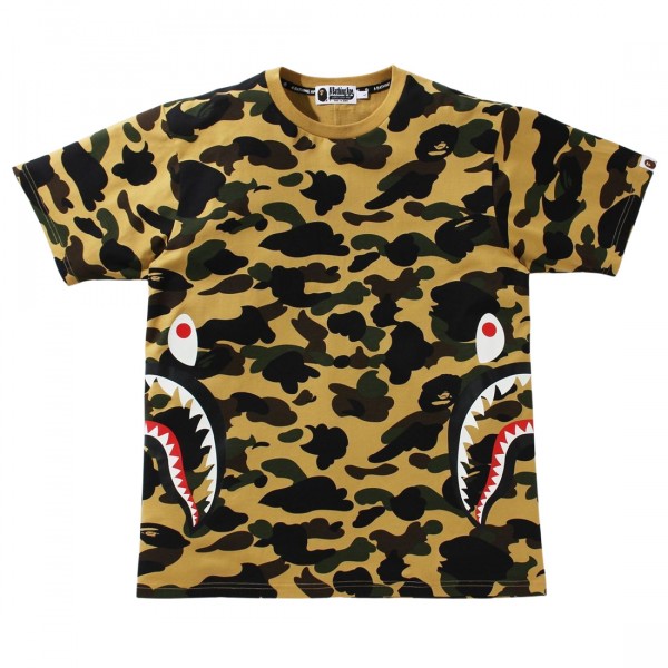 A Bathing Ape Men 1st Camo Side Shark Tee yellow