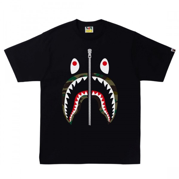 A Bathing Ape Men 1st Camo Shark Tee black green