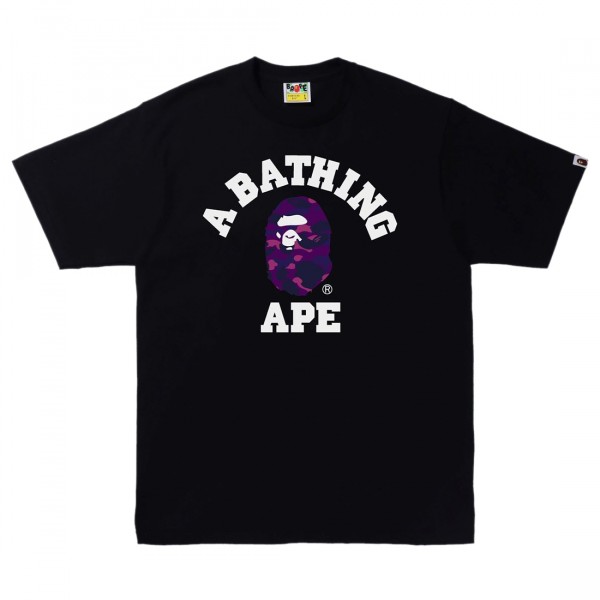 A Bathing Ape Men Color Camo C College Tee black purple