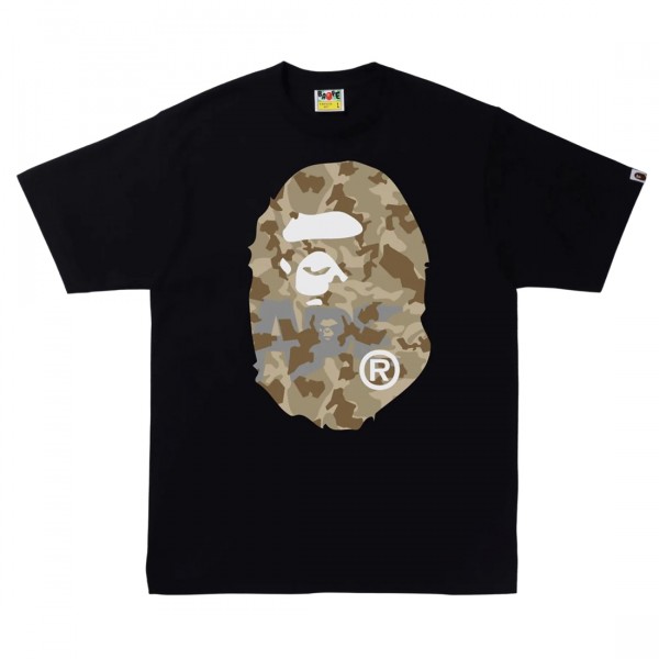 A Bathing Ape Men Sand Camo Big Ape Head Tee black beige