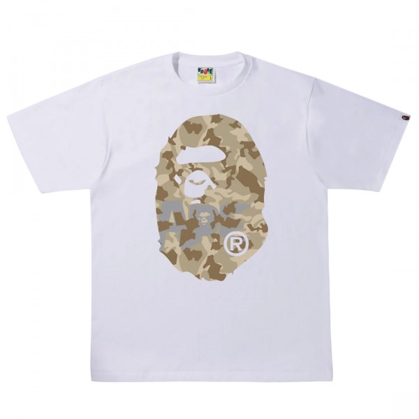 A Bathing Ape Men Sand Camo Big Ape Head Tee white beige