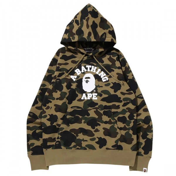 A Bathing Ape Men 1st Camo College Pullover Hoodie green