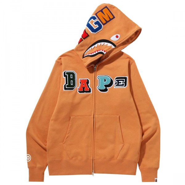 Orange bape shark hoodie shop