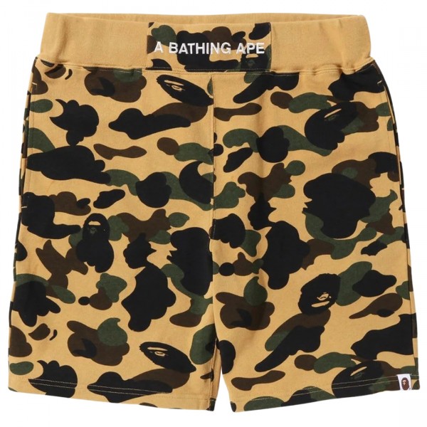 A Bathing Ape Men 1st Camo Sweat Shorts yellow