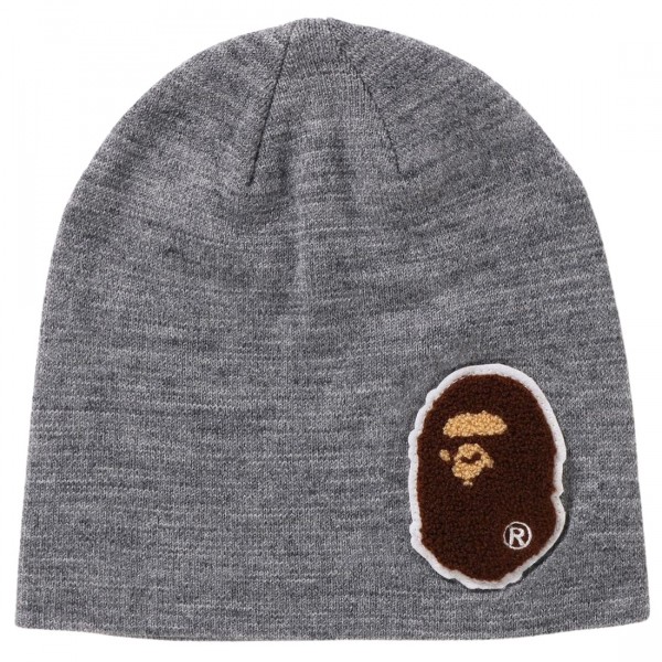 A Bathing Ape Big Ape Head Knit Cap gray