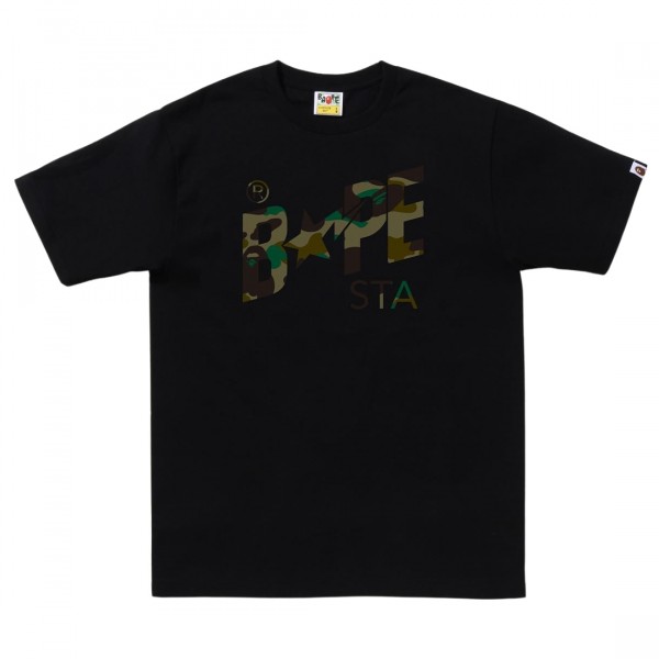 A Bathing Ape Men 1st Camo Bape Sta Logo Tee (black / green)
