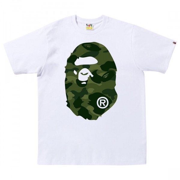 A Bathing Ape Men Color Camo Big Ape Head Tee (white / green)