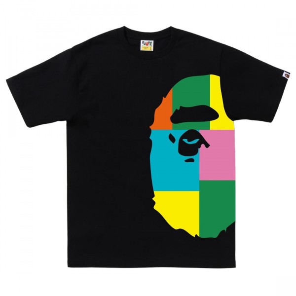 A Bathing Ape Men Color Block Side Big Ape Head Tee black multi
