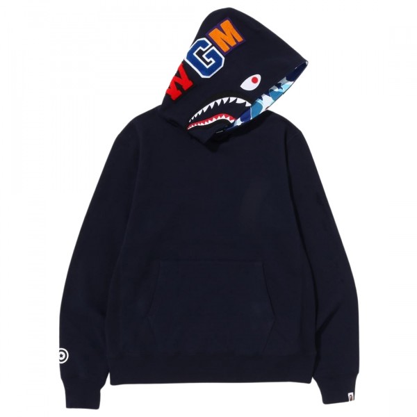 トップス A BATHING APE SHARK PULLOVER HOODIE A Bathing Ape Men Shark Pullover Hoodie navy