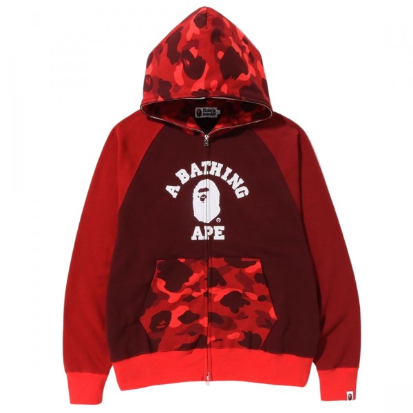 A Bathing Ape Men Color Camo Relaxed Fit Full Zip Hoodie red