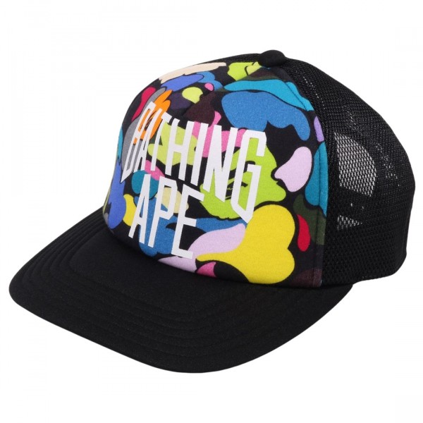 A Bathing Ape Multi Camo NYC Logo Mesh Cap black