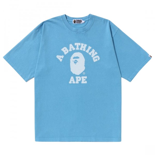 A Bathing Ape Men Pigment Dyed College Relaxed Fit Tee blue sax