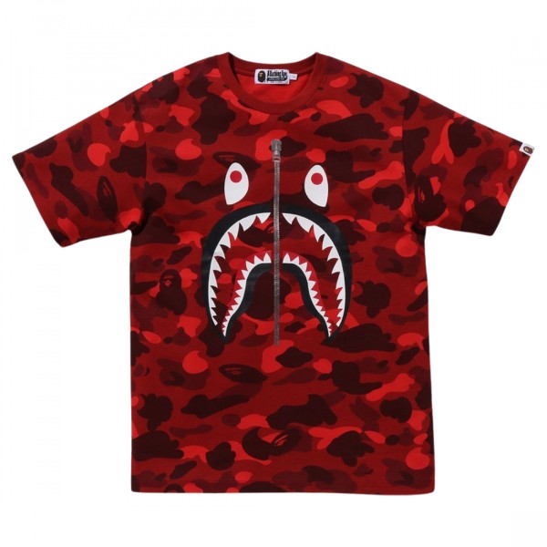A Bathing Ape Men Color Camo Shark Tee red