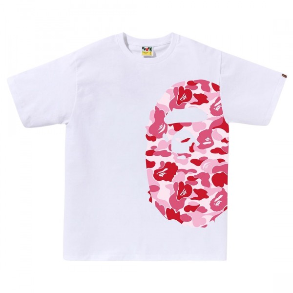 A Bathing Ape Men ABC Camo Side Big Ape Head Tee white pink A Bathing Ape Men ABC Camo Side Big Ape Head Tee white pink