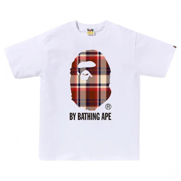 完売必須 A BATHNG APE BLEACHED BAPE CHECK SIDE SHARK TEE A Bathing Ape Men Bleach Bape Check By Bathing Ape Tee white