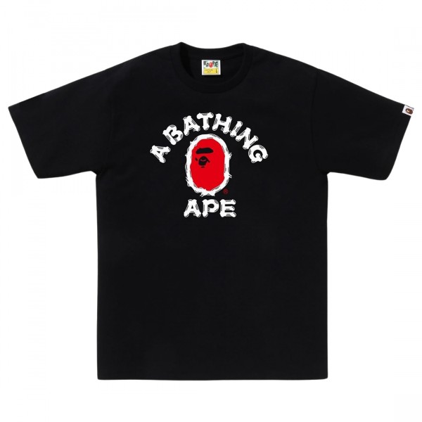 A Bathing Ape Men Brush College Tee black
