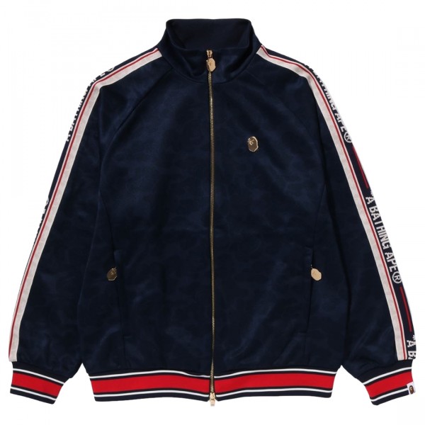 A Bathing Ape Men Tonal Solid Camo Track Jacket navy