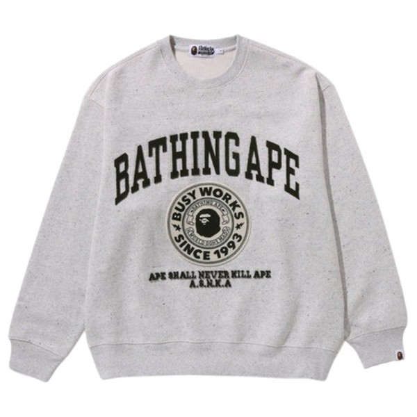 A Bathing Ape Men College Graphic Crewneck gray