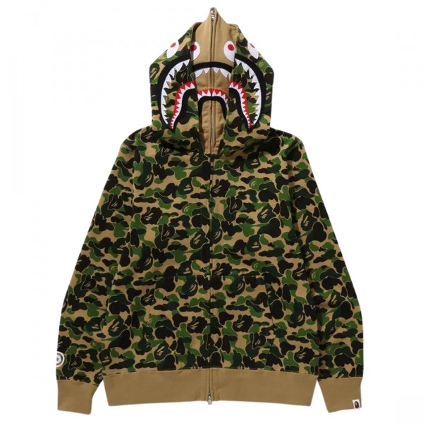 A Bathing Ape Men ABC Camo Double Shark Full Zip Hoodie green