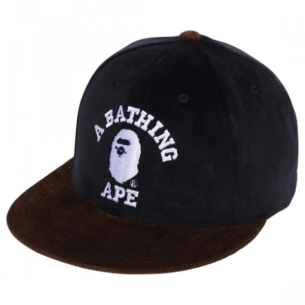 A Bathing Ape Corduroy College Snap Back Cap navy