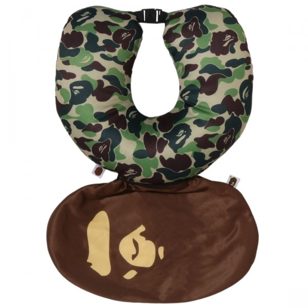 A Bathing Ape ABC Camo 2Way Ape Head Neck Pillow green