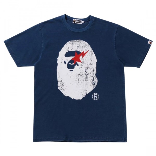 【A BATHING APE】APE HEAD INDIGO TEE A Bathing Ape Men Ape Head Indigo Tee blue light indigo